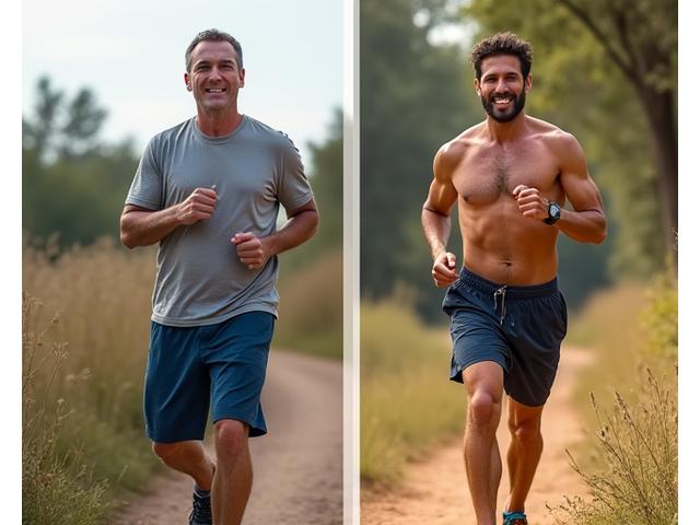 Foto de antes y después de Luis, mostrando su cambio físico y su estilo de vida más activo y saludable gracias a Cocodrilo Coach.